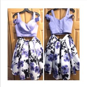 PromGirl Two Piece Floral Lavender Lilac Dress